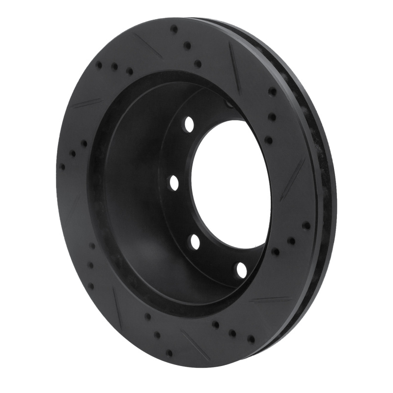 Ford F-250 Super Duty Brake Rotor (1) - Rear Left - R1 Concepts - Drilled & Slotted - Black - `99-`05